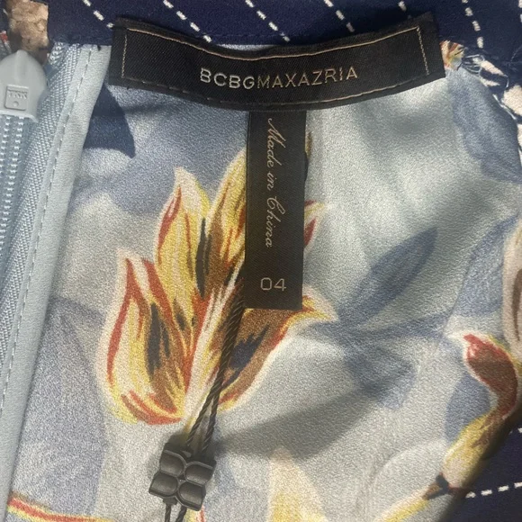 NWT BCBGMaxAzria Ashley Blue Liberty Floral Print TieNeck Long Sleeve Maxi Dress - Picture 12 of 16